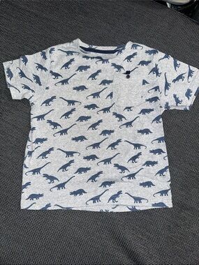 Craft + Flow Boys' Gray Dinosaur Print Tee - Pocket Short Sleeve Top